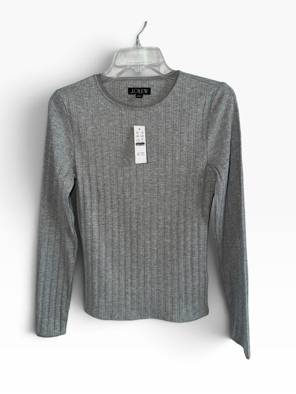 J. Crew Gray Ribbed Long Sleeve Top size M NWT